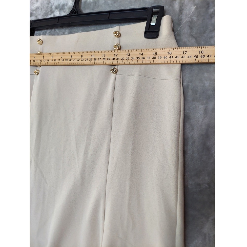 NYCC New York Clothing Co Cream Beige Gold Button Mermaid Flounce Midi Skirt M - Picture 4 of 7
